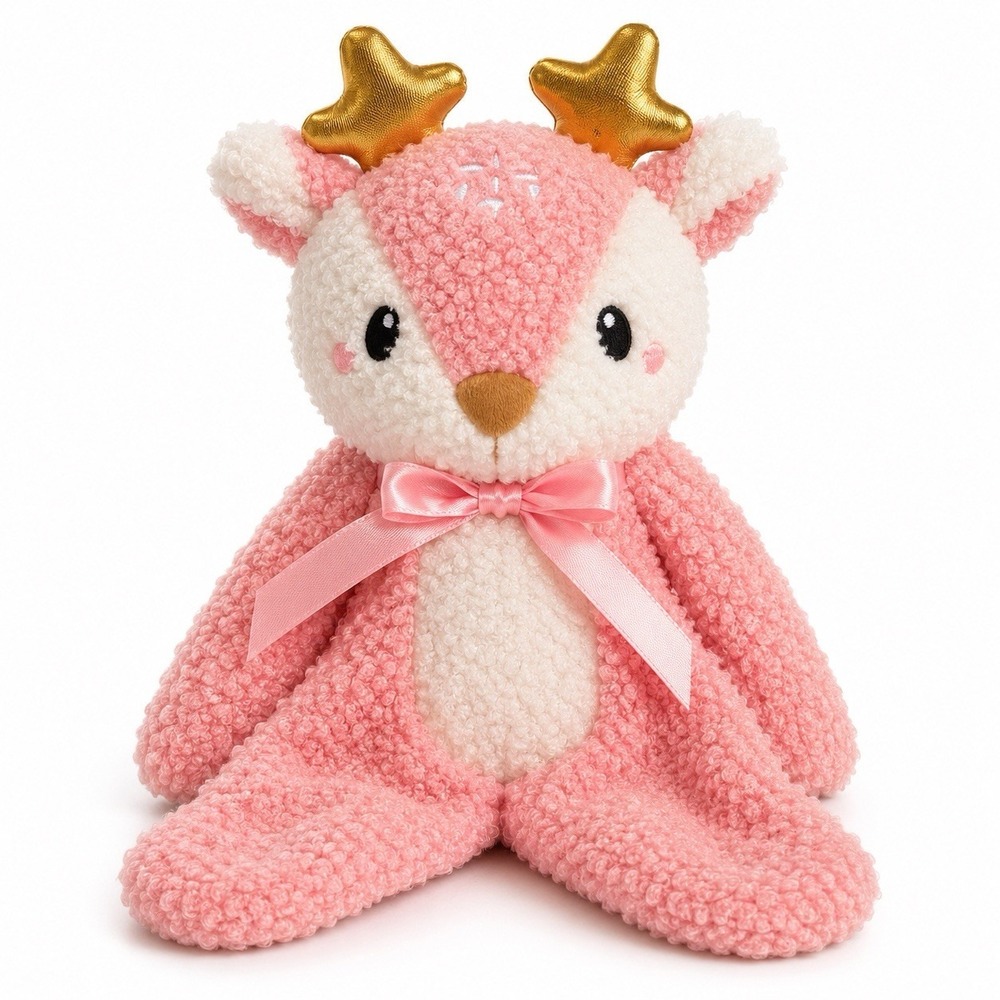 Walmart Parents Choice Reindeer Lovey 11" Pink Baby Security Blanket Toy
